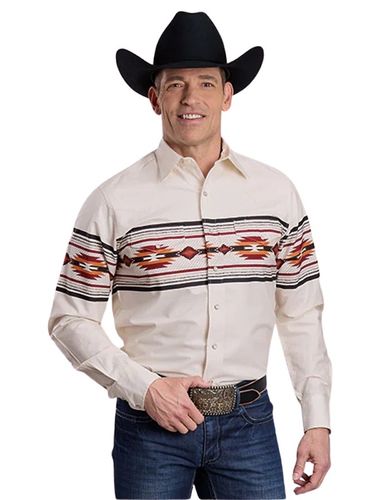 Roper Mens Long Sleeve Aztec Shirt 0431-0214