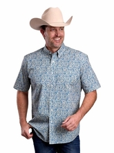 Roper Mens Blue Line Paisley Print Western Shirt 0326-2034 BU