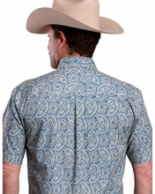 Roper Mens Blue Line Paisley Print Western Shirt 0326-2034 BU
