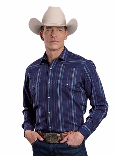 Roper Navy Stripe Snap Shirt 0044-0266