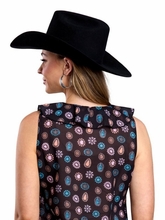 Roper Womens Black Sleeveless Concho Shirt 052-0590-3031