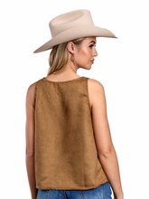 Roper Womens Brown Faux Suede Tank Top Shirt 052-0539-2061
