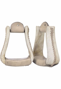 Tough 1 Royal King Laced Rawhide Deep Roper Stirrups - 6 5/8" Hand Laced Polymer Stirrups