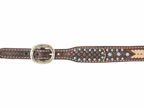 Rafter T Turquoise Stone Basket Stamp Wither Strap AC243