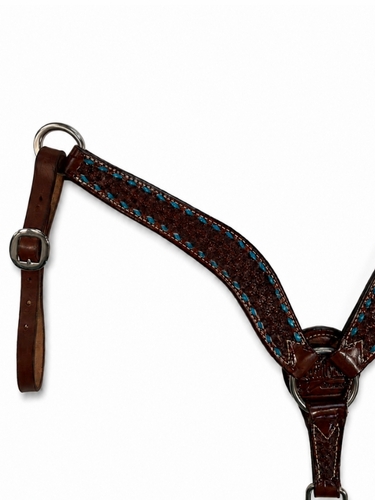 Scott Thomas Chocolate Snowflake Turquoise Buckstitch Breast Collar C171