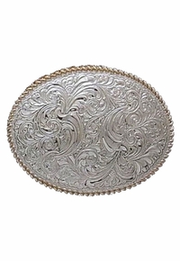 Silver Leaf Scroll Belt Buckle by Crumrine C01874