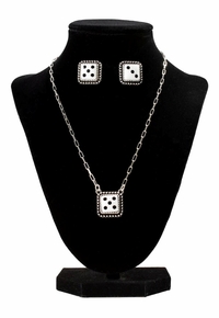 Silver Strike Dice Necklace and Earring Set D450025862