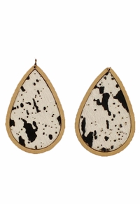 Silver Strike Earrings Calf Hair Tear Drop D4600107