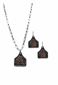 Silver Strike Necklace and Earring Set Ear Tag Initial D450026697