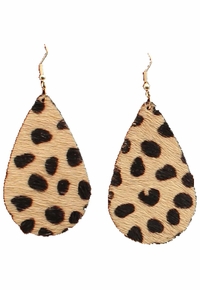 Silver Teardrop Cheetah Print Earrings DE0475LP