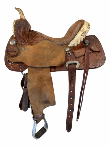 SOLD 2026/08/03j 15 Inch Used Billy Cook Sulphur Barrel Saddle Medium Tree 1531