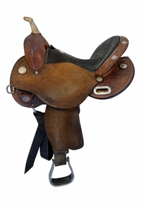 SOLD 2026/08/19  15 Inch Used Circle Y Kelly Kaminski Blaze Barrel Saddle Medium Flex2 Tree 1528