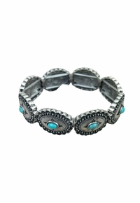 Southwest Style Silver Concho Stretch Bracelet BR230430-01 ZDS