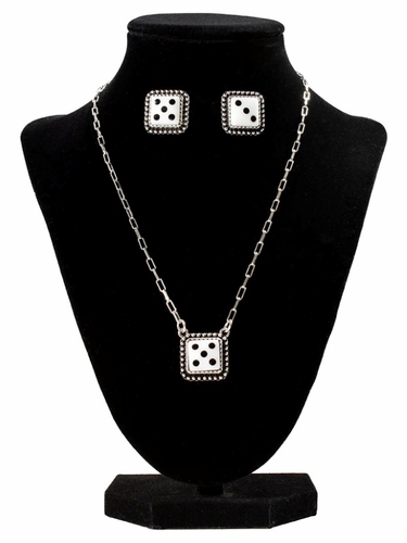 Silver Strike Dice Necklace and Earring Set D450025862