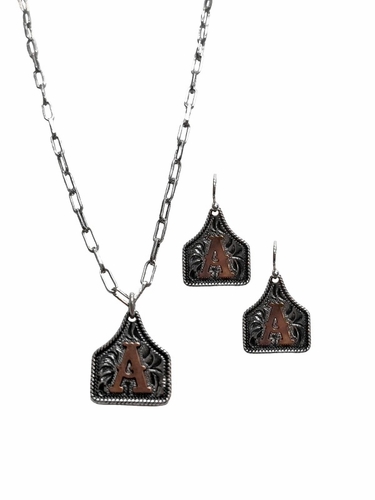Silver Strike Necklace and Earring Set Ear Tag Initial D450026697