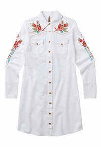 Stetson Women's Embroidered Denim Dress White 057-0565-3003
