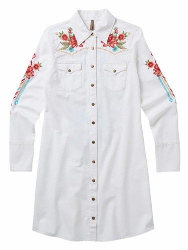 Stetson Women's Embroidered Denim Dress White 057-0565-3003