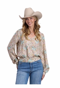 Stetson Womens Prairie Floral Rayon Blouse 0590-3011