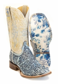 Tin Haul Womens Charmcut Floral Tooled Floral Sole Boot 0007-1572
