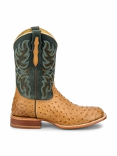 Mens Tony Lama Blaine Forest Green Ostrich Boots RN3571
