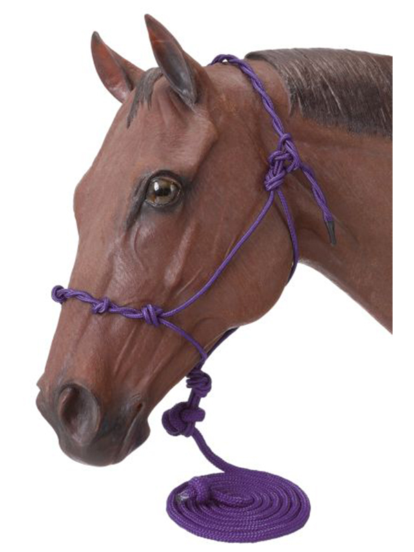 Tough1 Poly Rope Halter W/Knots & 14ft Lead