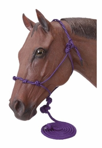 Tough 1 Rope Halter & Side Pull Combo | Strong Nylon Snug Fit Horse Halter With Rein Rings