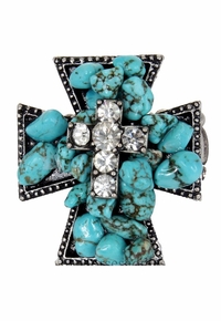 Turquoise Ring with Sparkling Rhinestones 29145 ZDS