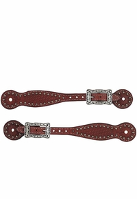 Weaver Basketweave Bridle Leather Spur Straps, Thin, Chestnut 30-0296