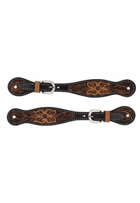 Weaver Ladies Turquoise Cross Floral Tooled Spur Straps