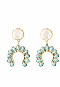 Western Blazin Roxx Semi Circle Earrings Pearl Turquoise 3054433