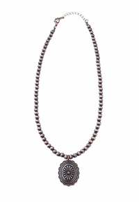 Western Copper Beads Oval Navajo Pendant Necklace NKY210310-01