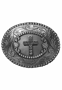 Western Products Oval Crystal Edge Cross Buckle 3756842C
