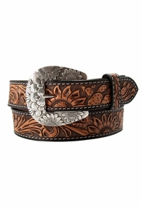 Women's Angel Ranch Hand Tooled Sunflower Cactus Belt D140011202