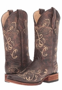 Women's Circle G by Corral  Dragonfly Embroidery Fashion Boots L5079