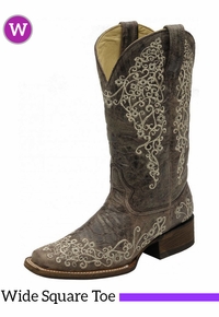 Women's Corral Brown Crater Bone Embroidery Square Toe A2663