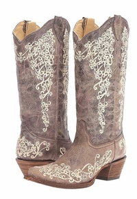 Women's Corral Crater Bone Embroidery Boot A1094