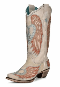 Women's Corral Heart & Wings Ivory Western Boots A4236 ZDS