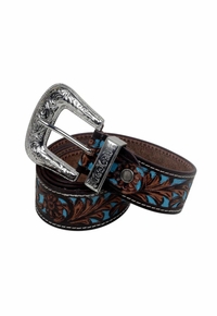 Women’s Myra Turquoise Hand-Tooled Leather Belt S-2927