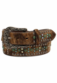 Women's Nocona 1-1/2" Calf Hair Stones and Crosses Belt N320002702
