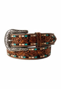 Women's Nocona Floral Tooled Painted Belt N320007102