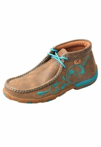 Women's Twisted X Brown/Turquoise Chukka Driving Moccasins WDM0117 ZDS
