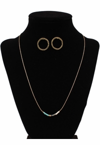 Womens Blazin Roxx Gold Small Bead Earring Necklace Set 30987