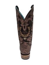 Womens Corral Floral and Horseshoe Embroidery Brown Square Toe Boot A4851