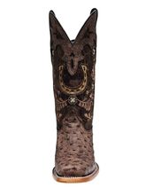 Womens Corral Floral and Horseshoe Embroidery Brown Square Toe Boot A4851