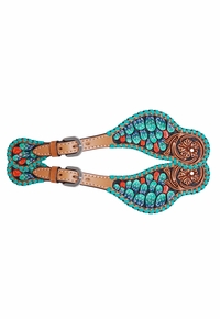 Womens Rafter T Cactus Spur Strap with Floral Tooling SS477