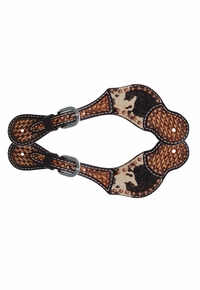 Womens Rafter T Peppered Hide Copper Flower Spots Spur Strap SS654