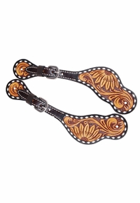 Womens Rafter T Sunflower Floral Tooling Spur Strap SS639