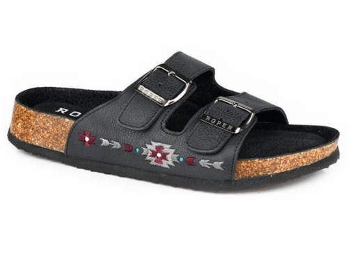 Women�s Roper Delilah Black Sandal Aztec Stitch 0607-3734 BL