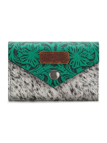 Wrangler Genuine Hair-On Cowhide Floral Tooled Card Holder WG224-W070