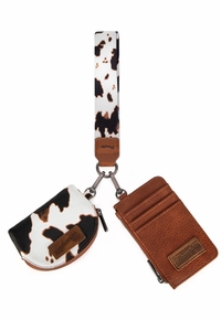 Wrangler Cow Print Dual Pouch Wristlet WG133-W0051